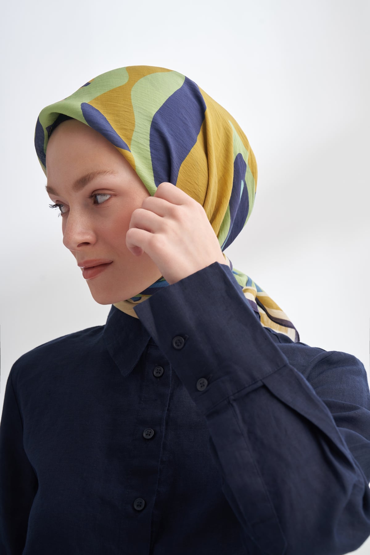 FLORAL MUSE DESEN THE TENCEL EDIT EŞARP  - MOR - YAĞ YEŞİLİ