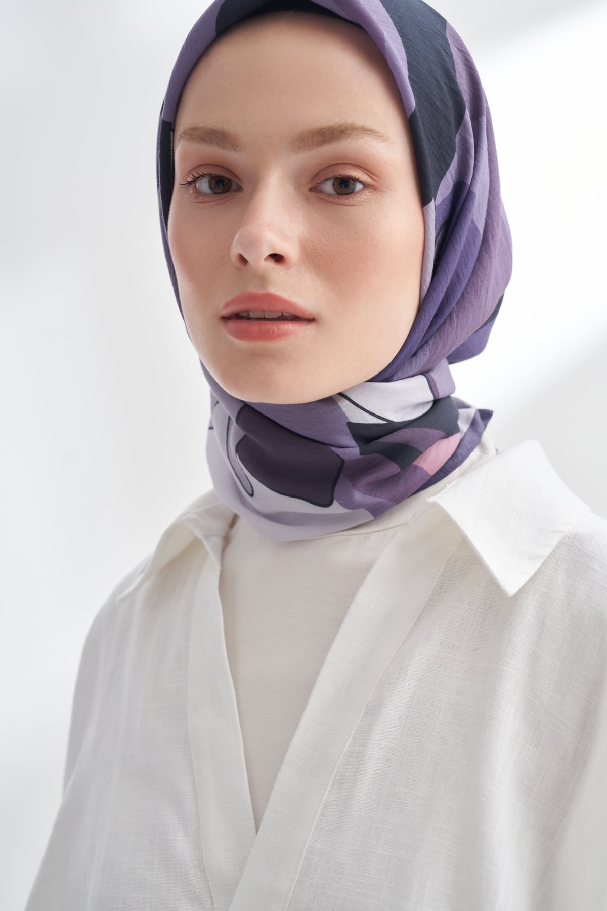 FLORAL MUSE DESEN THE TENCEL EDIT EŞARP - KOYU LEYLAK