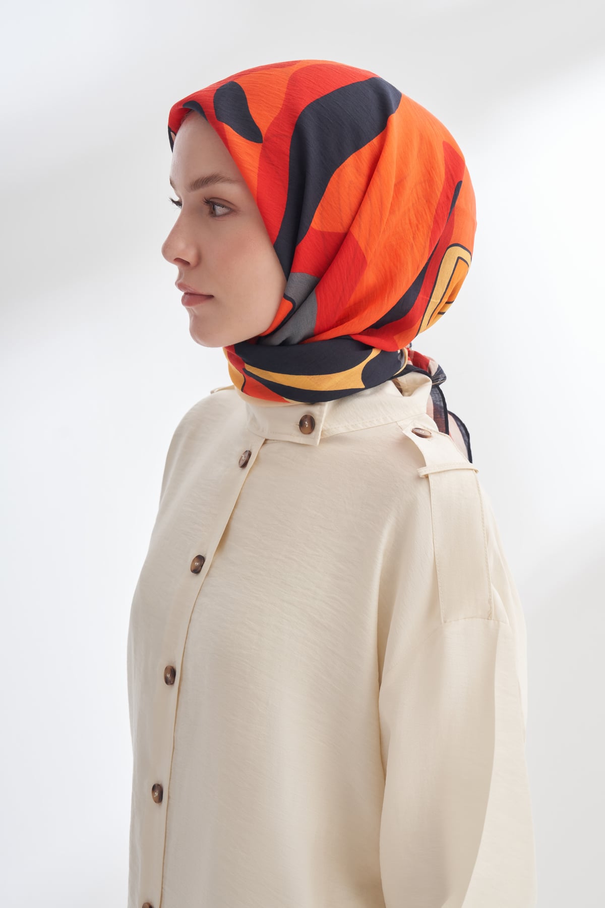 FLORAL MUSE DESEN THE TENCEL EDIT EŞARP - LACİVERT - KIRMIZI