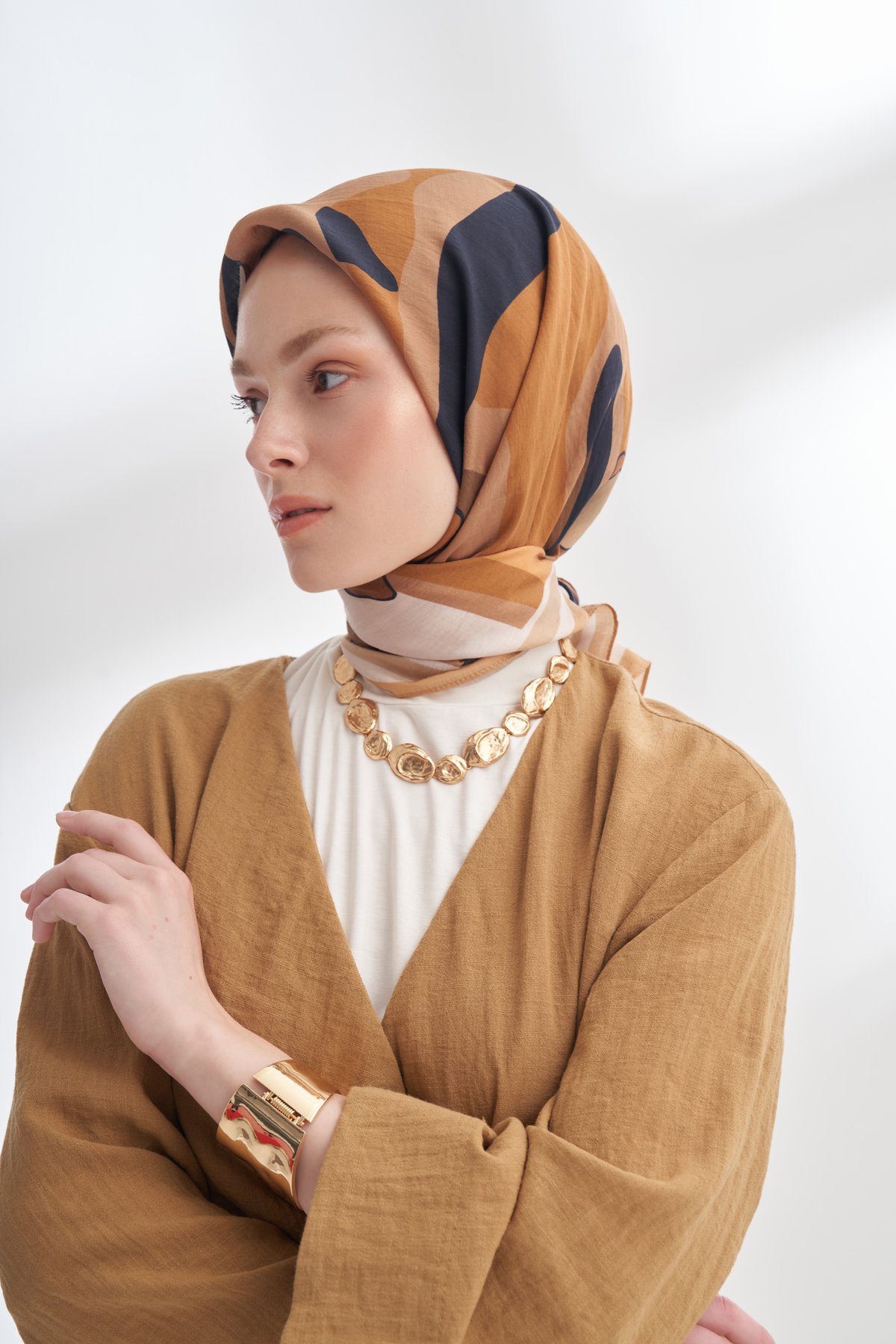 FLORAL MUSE DESEN THE TENCEL EDIT EŞARP - CAMEL