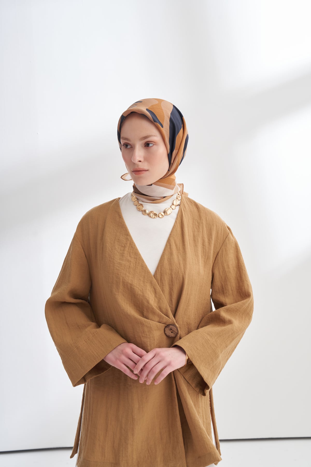 FLORAL MUSE DESEN THE TENCEL EDIT EŞARP - CAMEL