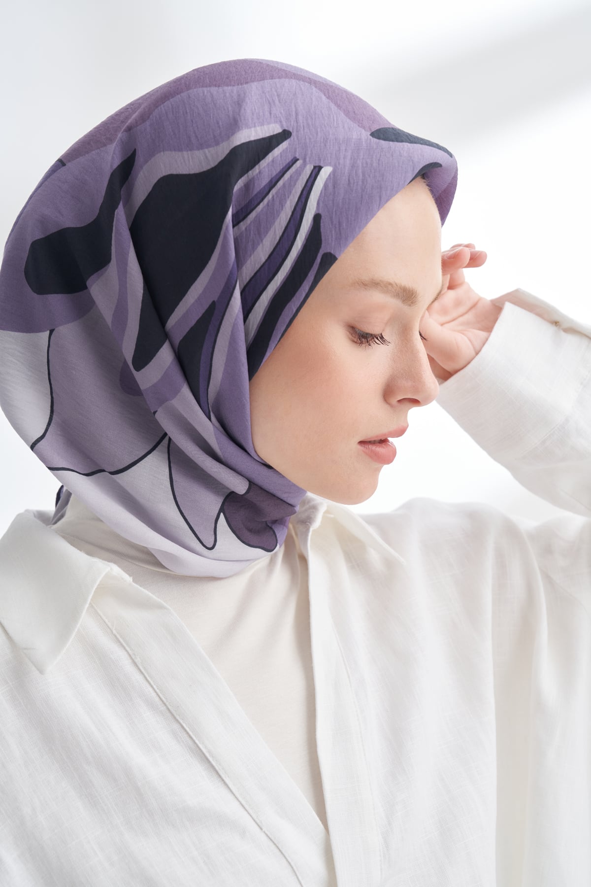 FLORAL MUSE DESEN THE TENCEL EDIT EŞARP - KOYU LEYLAK