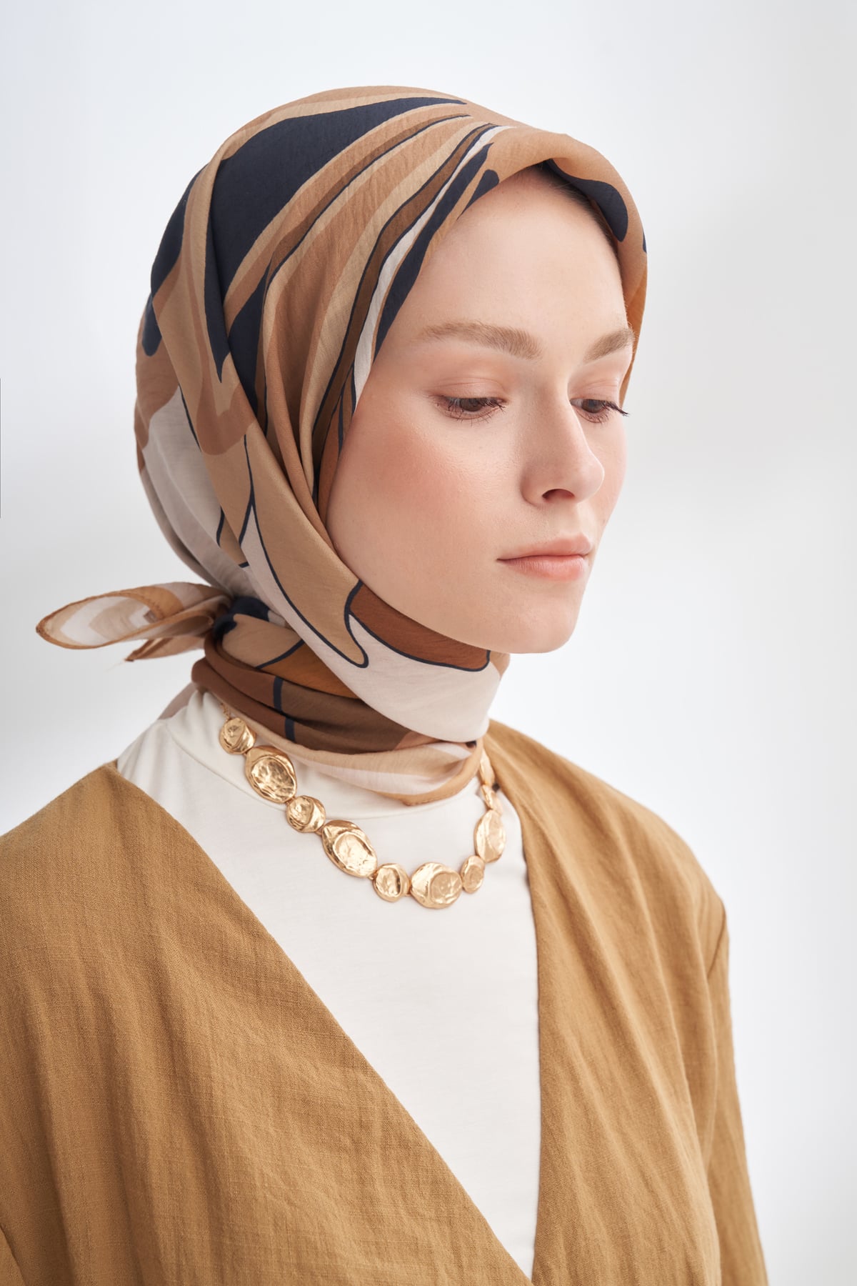 FLORAL MUSE DESEN THE TENCEL EDIT EŞARP - CAMEL