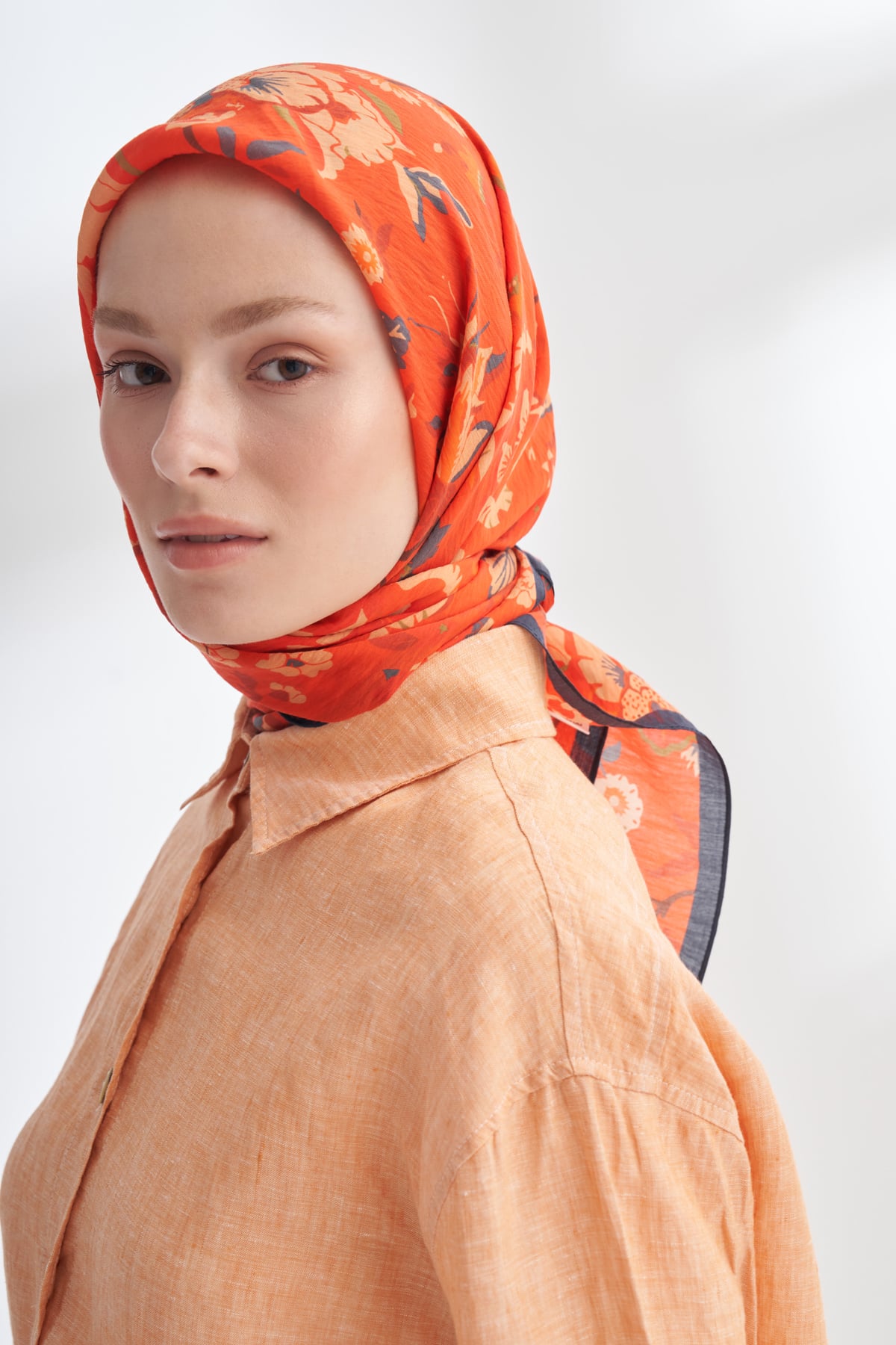 GARDEN MELODY DESEN THE TENCEL EDIT EŞARP - ORANGE