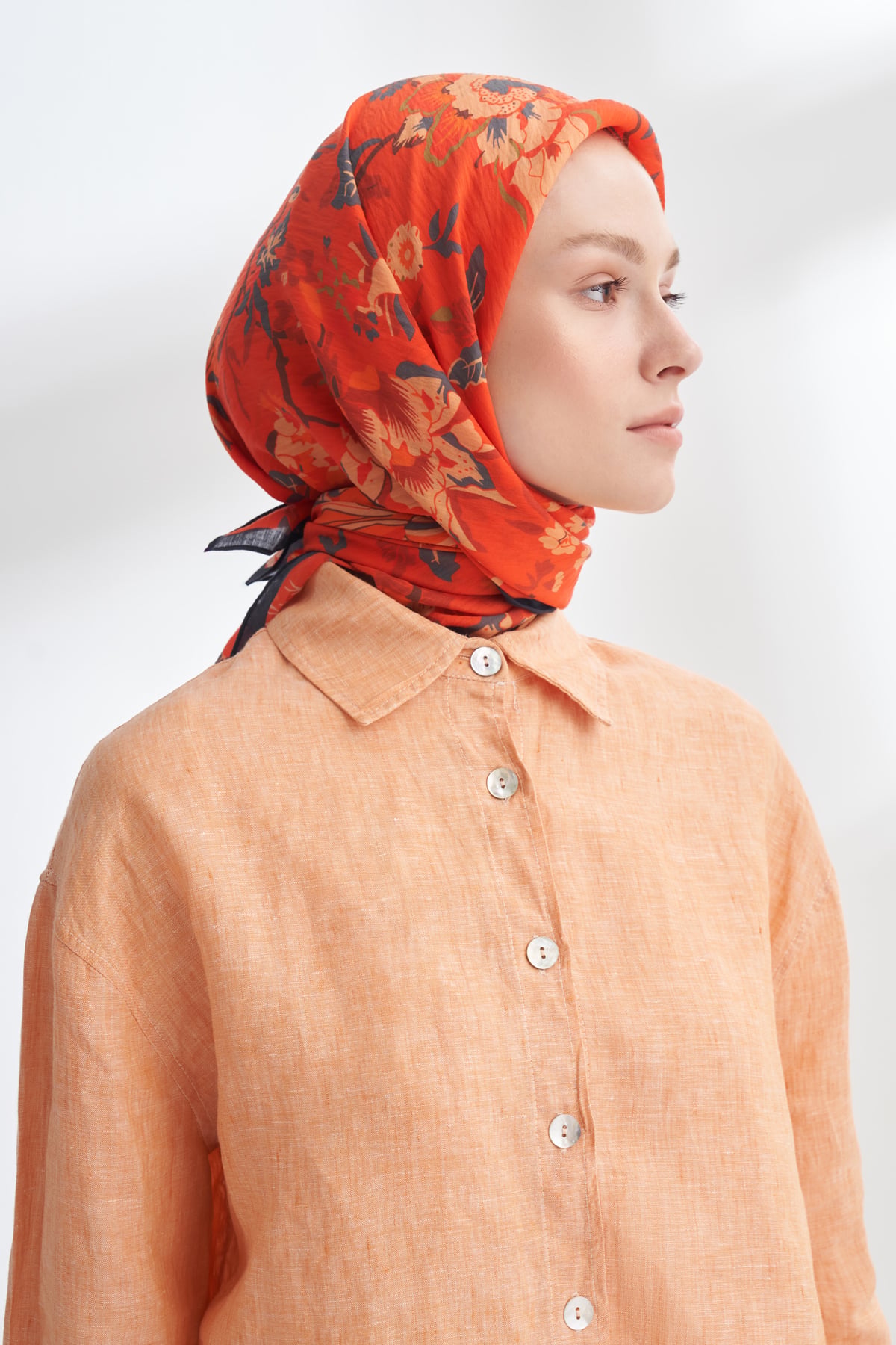 GARDEN MELODY DESEN THE TENCEL EDIT EŞARP - ORANGE