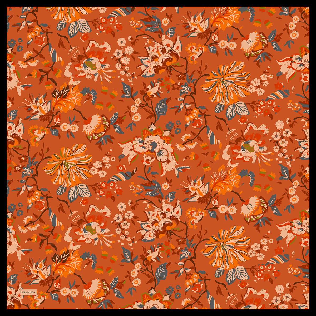 GARDEN MELODY DESEN THE TENCEL EDIT EŞARP - ORANGE