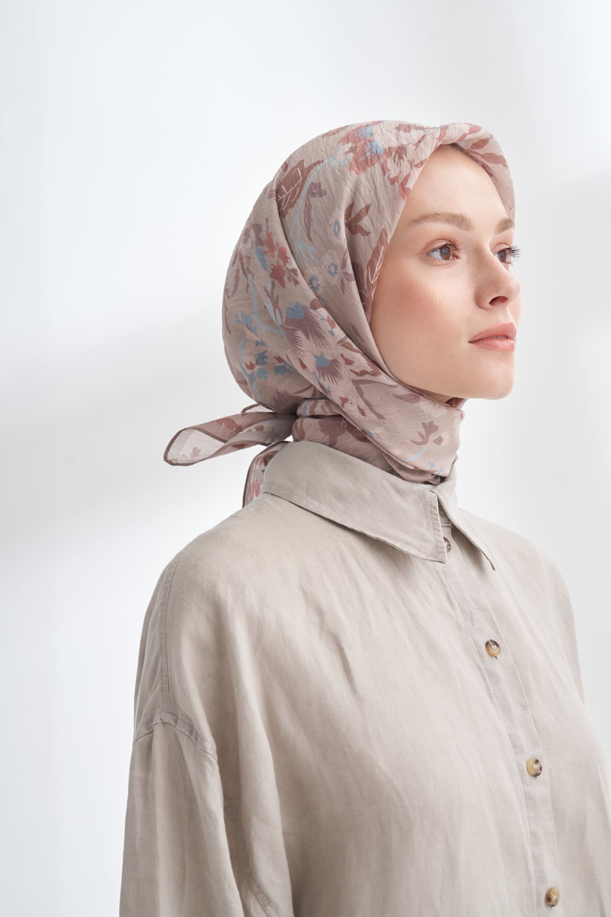 GARDEN MELODY DESEN THE TENCEL EDIT EŞARP - LATTE