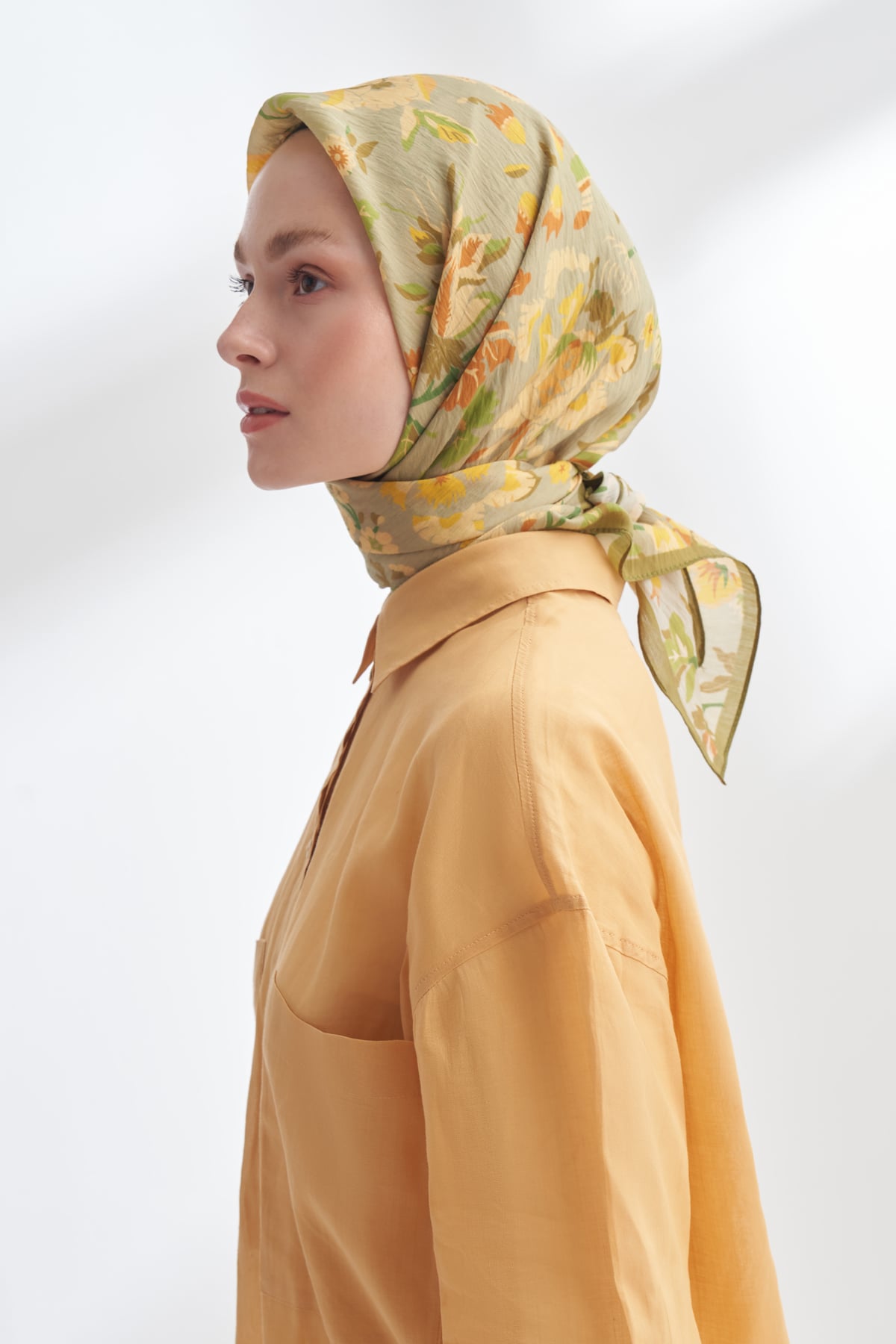 GARDEN MELODY DESEN THE TENCEL EDIT EŞARP - YAĞ YEŞİLİ