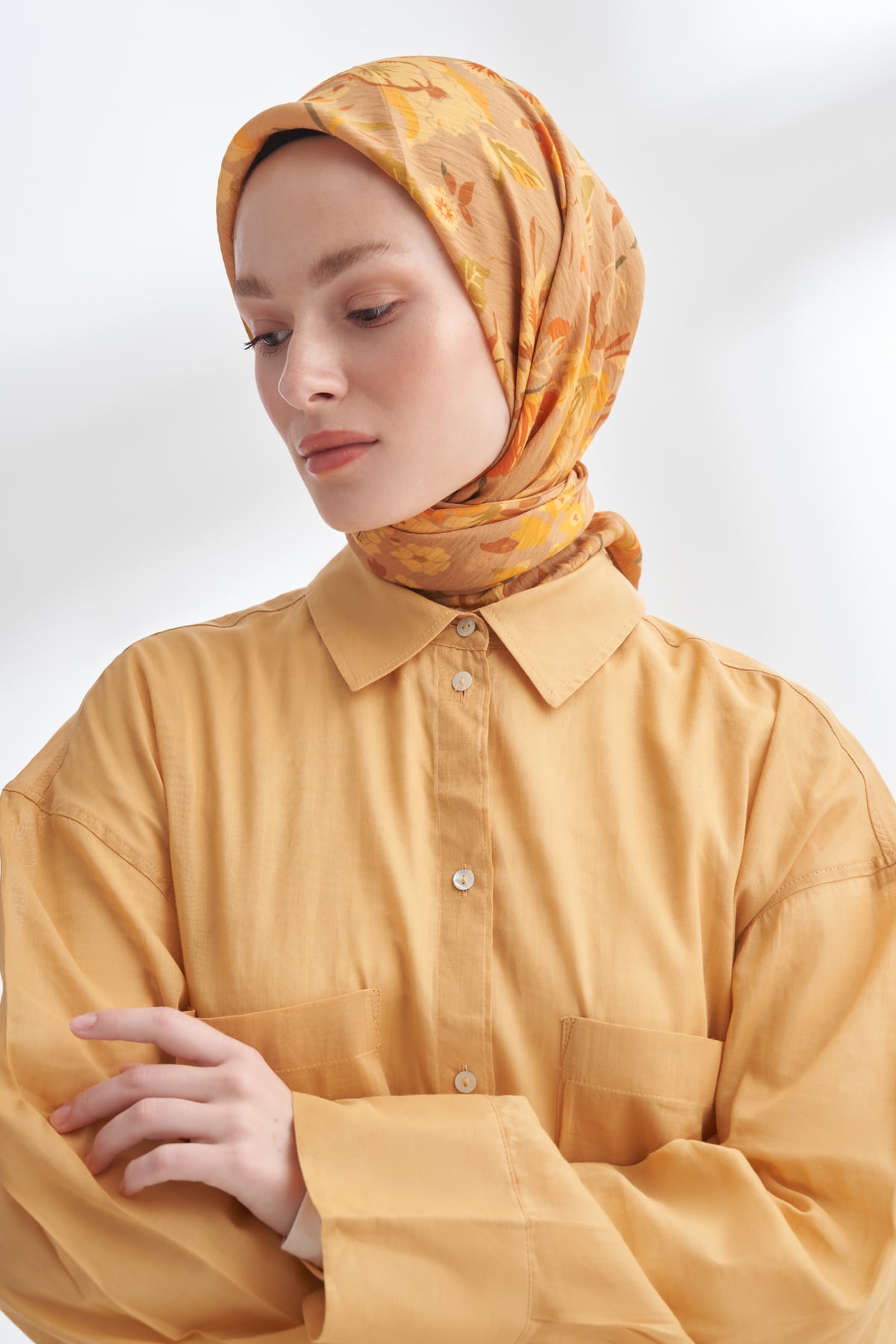 GARDEN MELODY DESEN THE TENCEL EDIT EŞARP - SAFRAN
