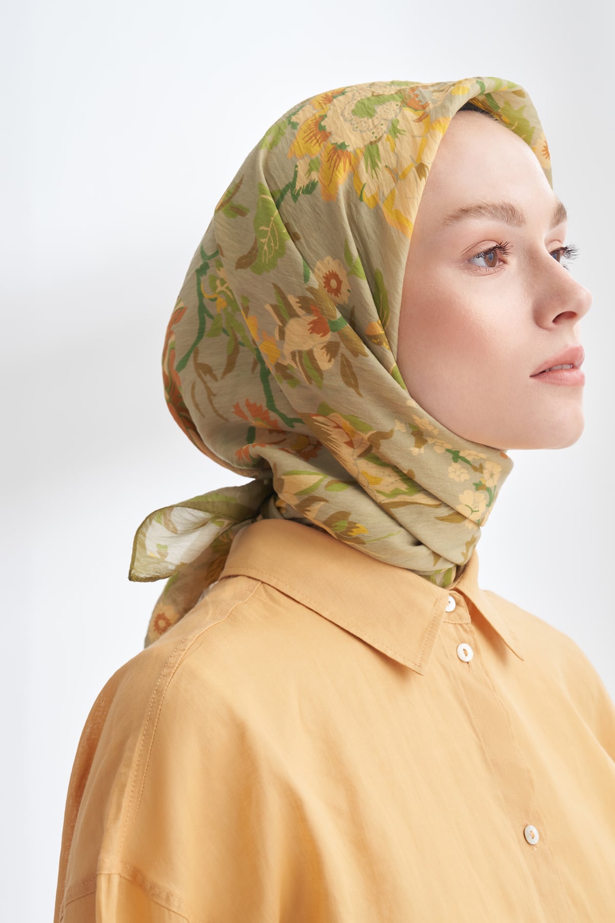 GARDEN MELODY DESEN THE TENCEL EDIT EŞARP - YAĞ YEŞİLİ