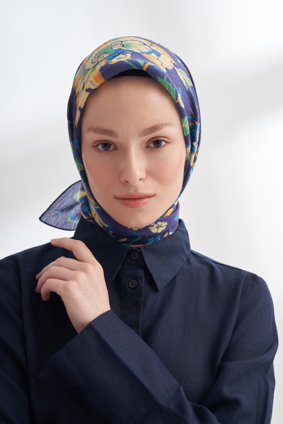 GARDEN MELODY DESEN THE TENCEL EDIT EŞARP - GECE MAVİSİ