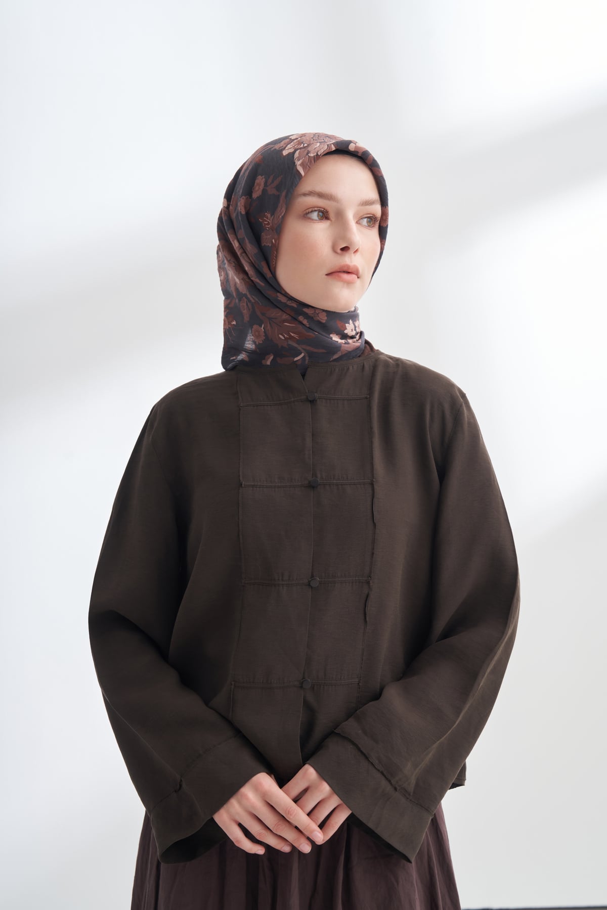GARDEN MELODY DESEN THE TENCEL EDIT EŞARP - ACI KAHVE