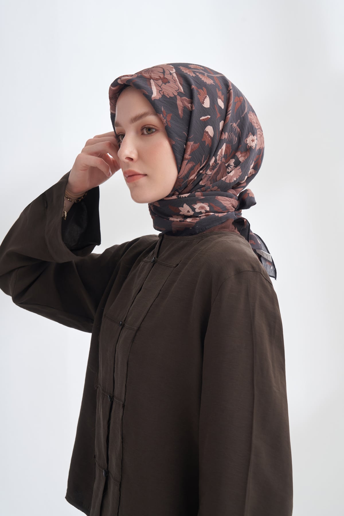 GARDEN MELODY DESEN THE TENCEL EDIT EŞARP - ACI KAHVE