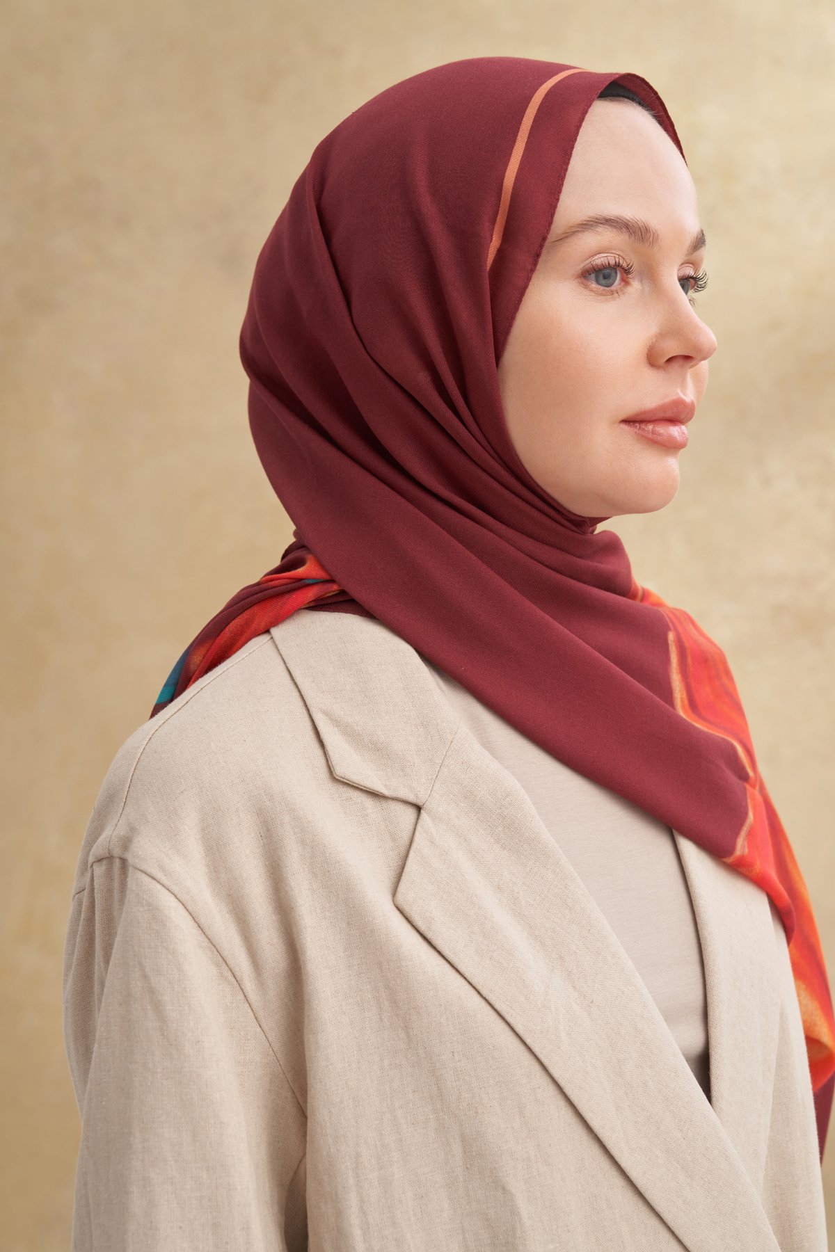 İPEK MODAL VELVET BLOOM DESEN ŞAL - BURGUNDY
