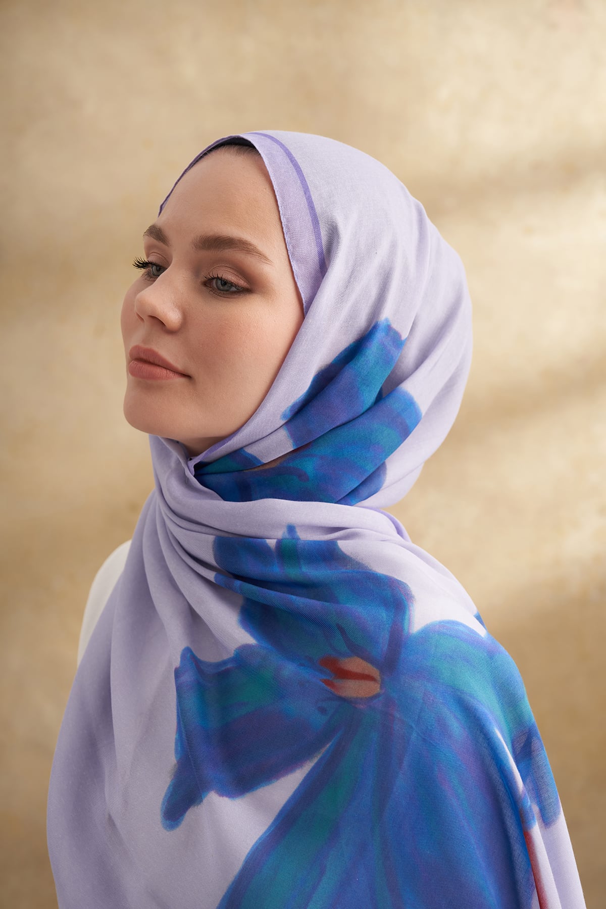 İPEK MODAL VELVET BLOOM DESEN ŞAL - LİLA
