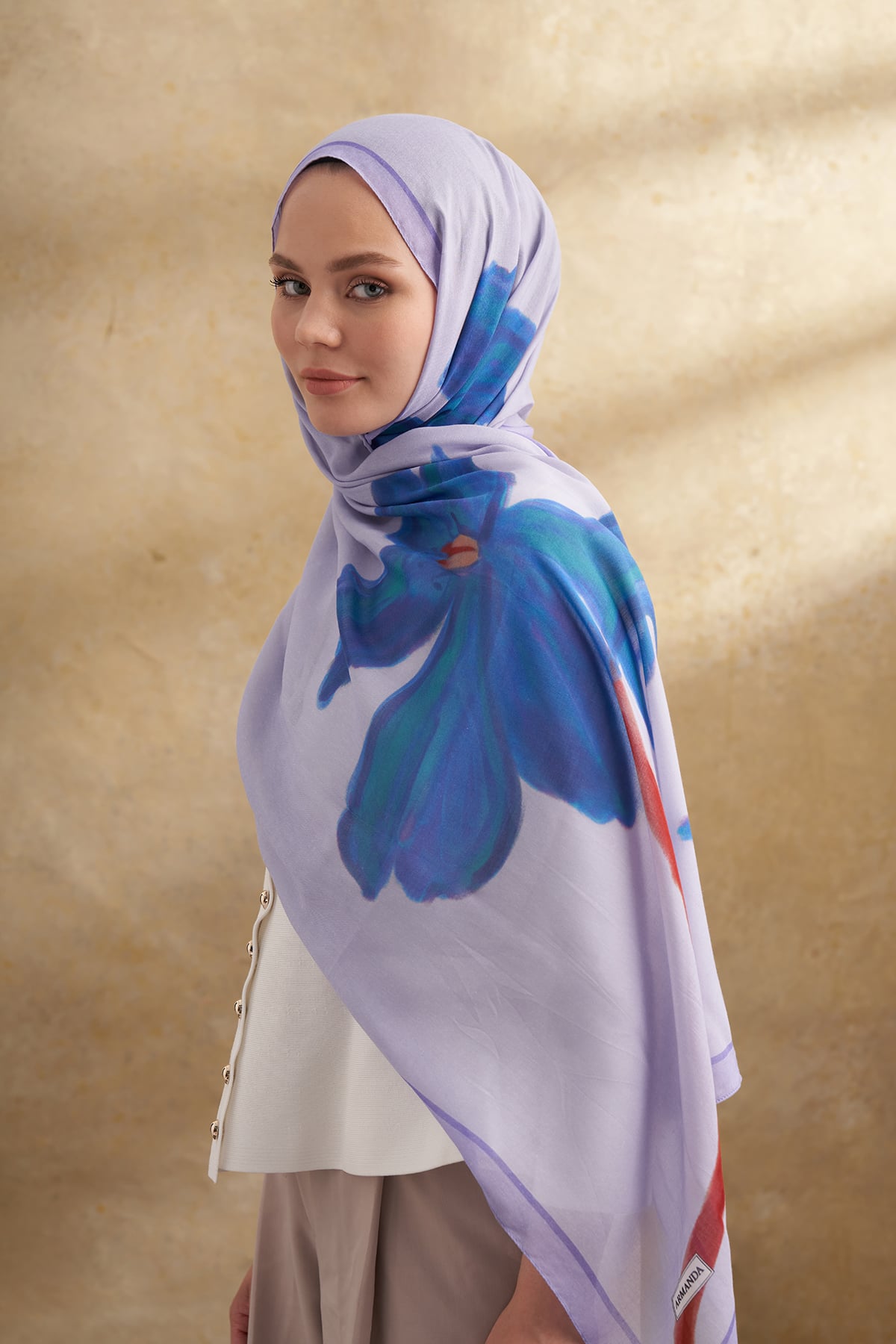 İPEK MODAL VELVET BLOOM DESEN ŞAL - LİLA