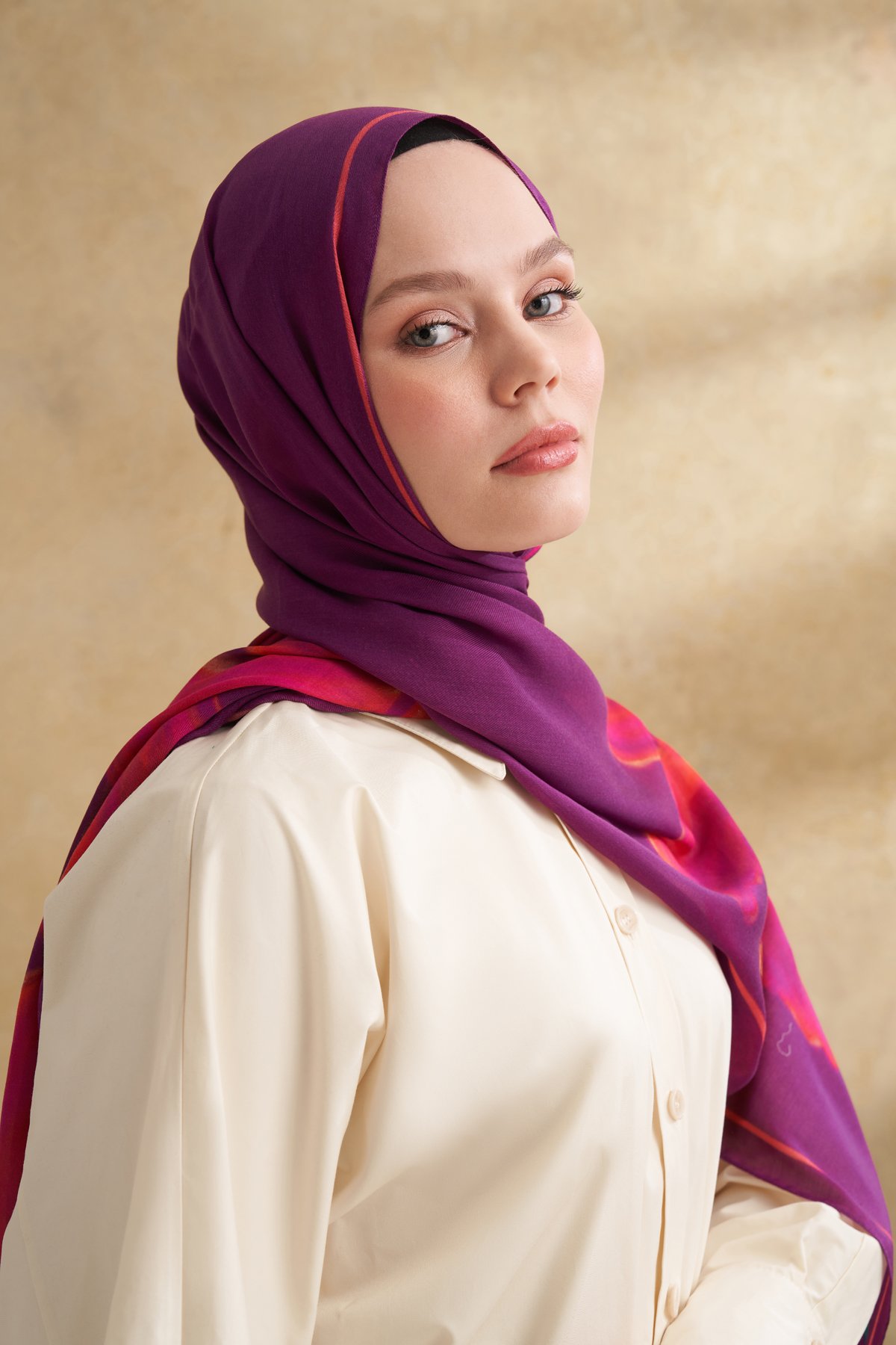 İPEK MODAL VELVET BLOOM DESEN ŞAL - MÜRDÜM