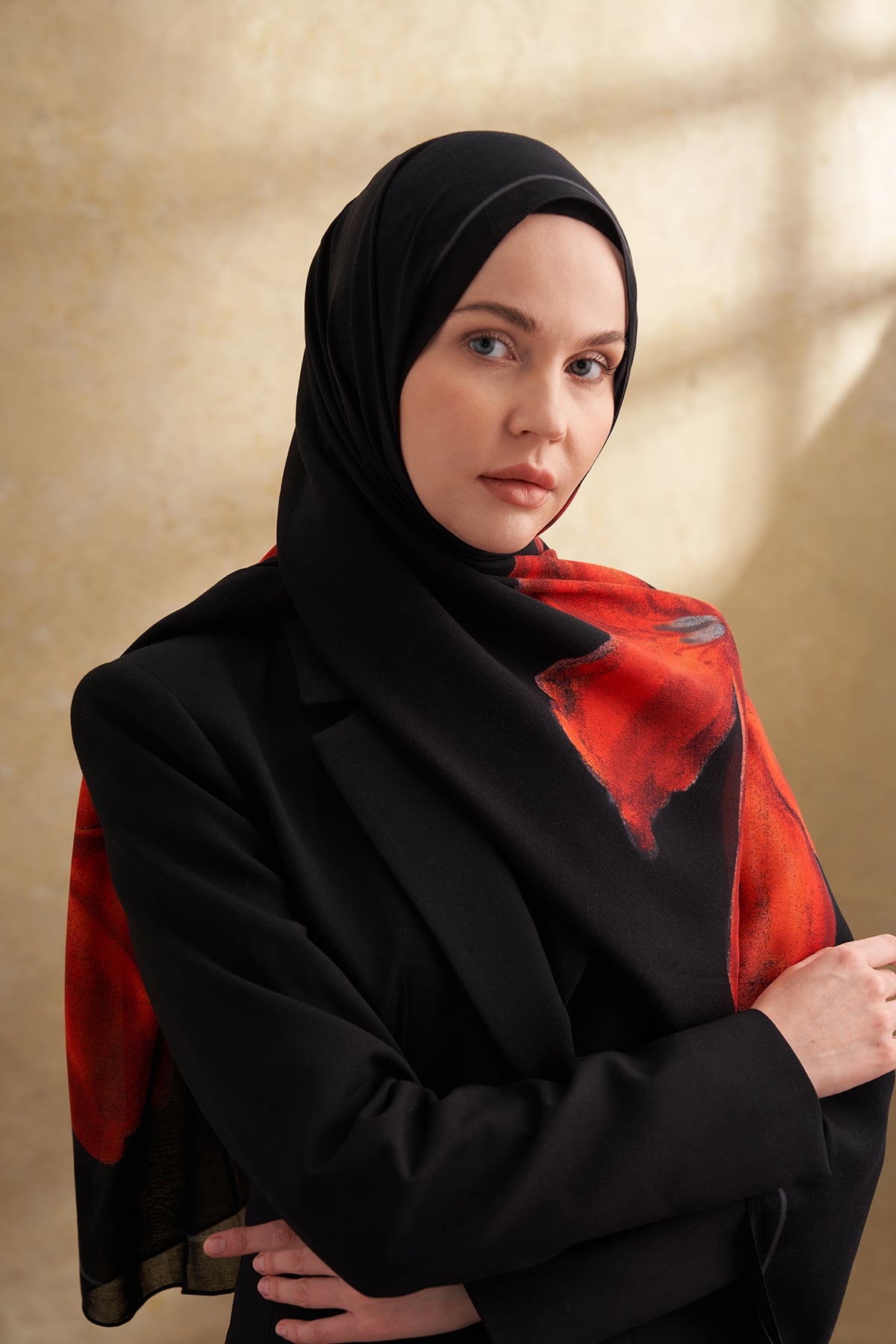 İPEK MODAL VELVET BLOOM DESEN ŞAL - SİYAH