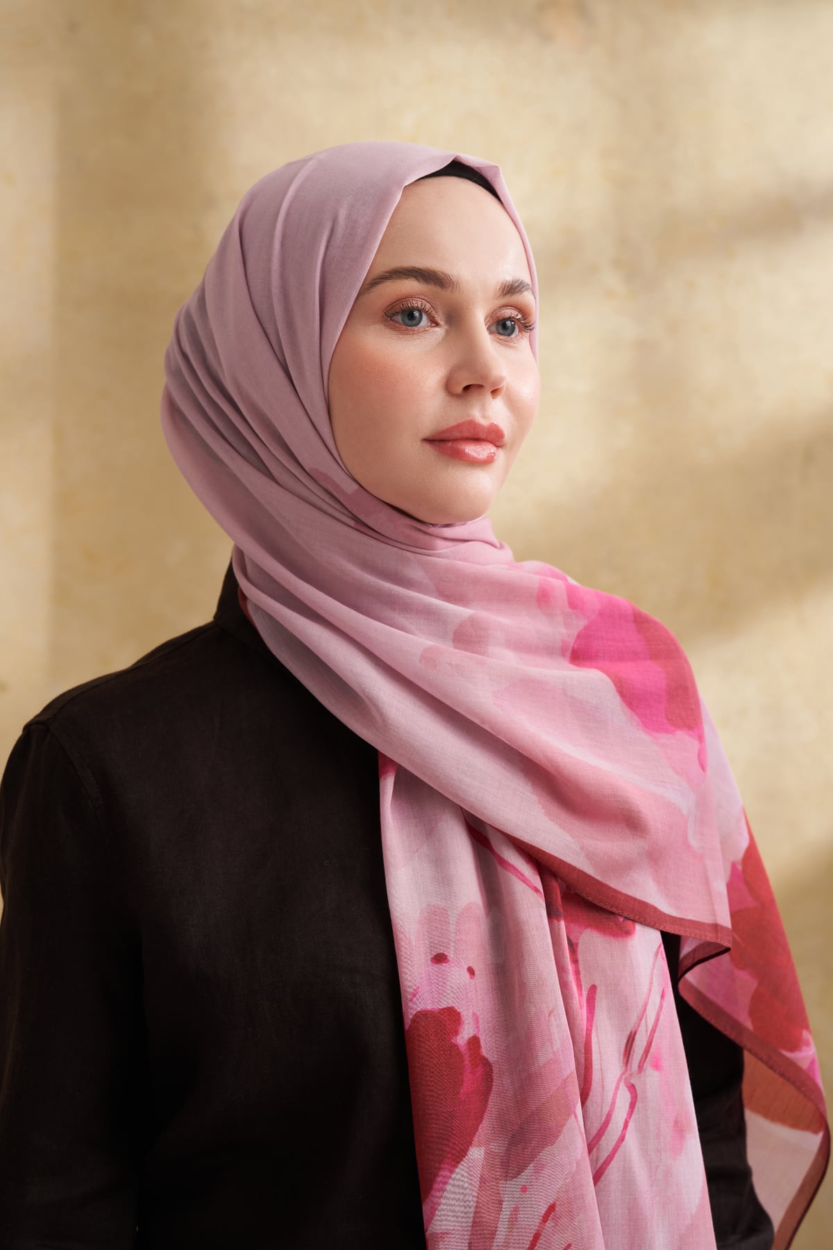 İPEK PAMUK CAMELLIA DESEN ŞAL - BURGUNDY