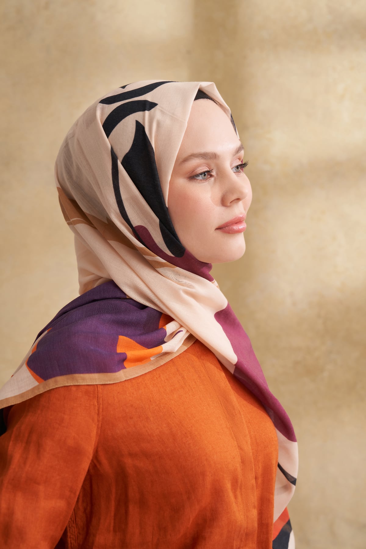 İPEK PAMUK SARAH DESEN ŞAL - BEJ - LEYLAK