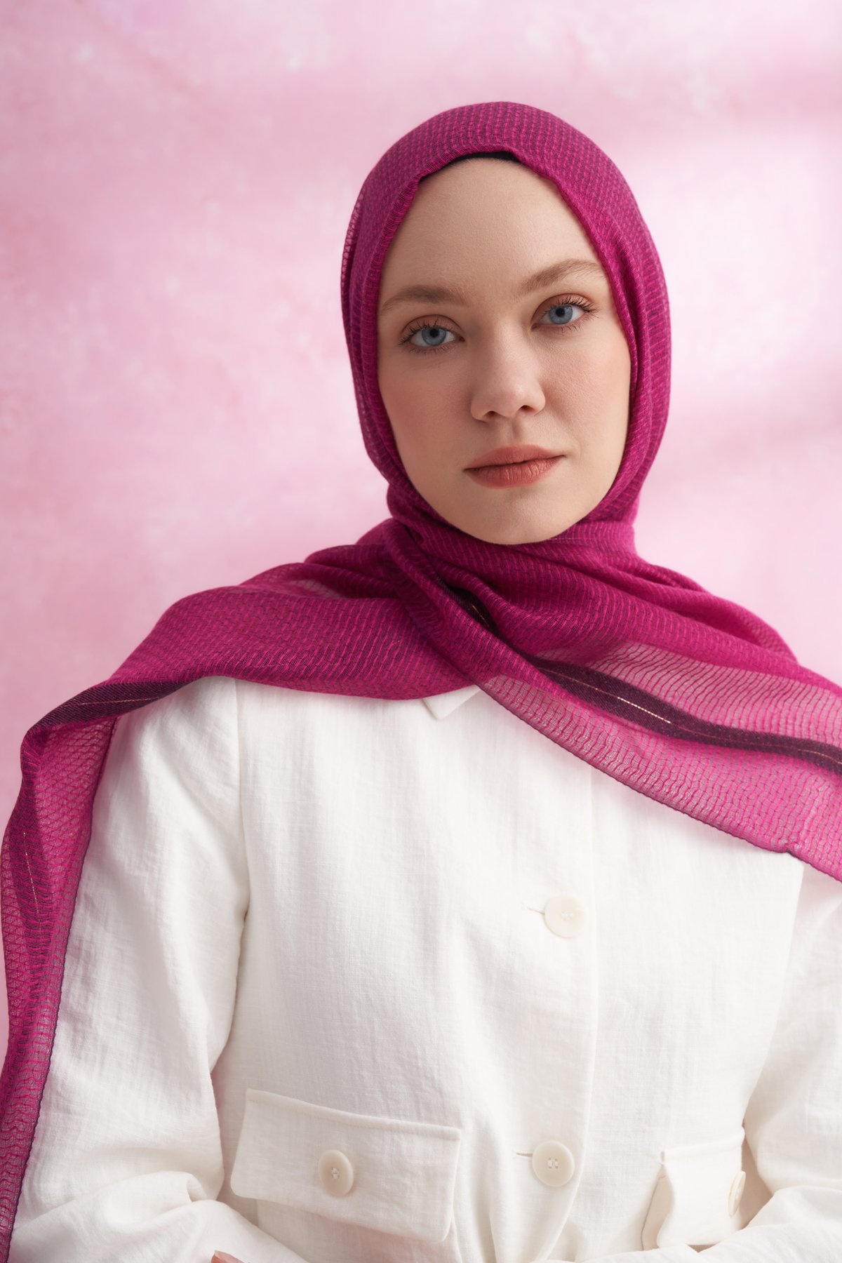 İPEKLİ PEONY ŞAL - FUŞYA