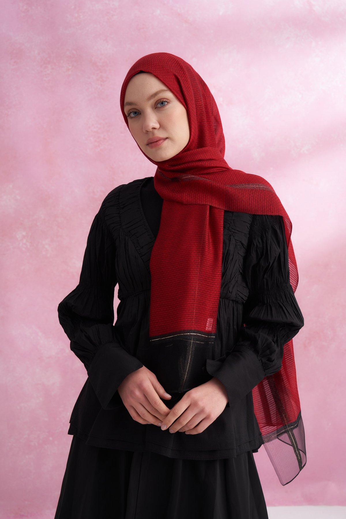 İPEKLİ PEONY ŞAL - KIRMIZI