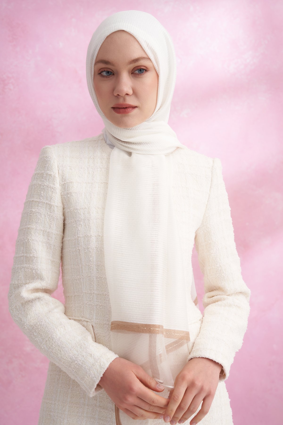 İPEKLİ PEONY ŞAL - KREM