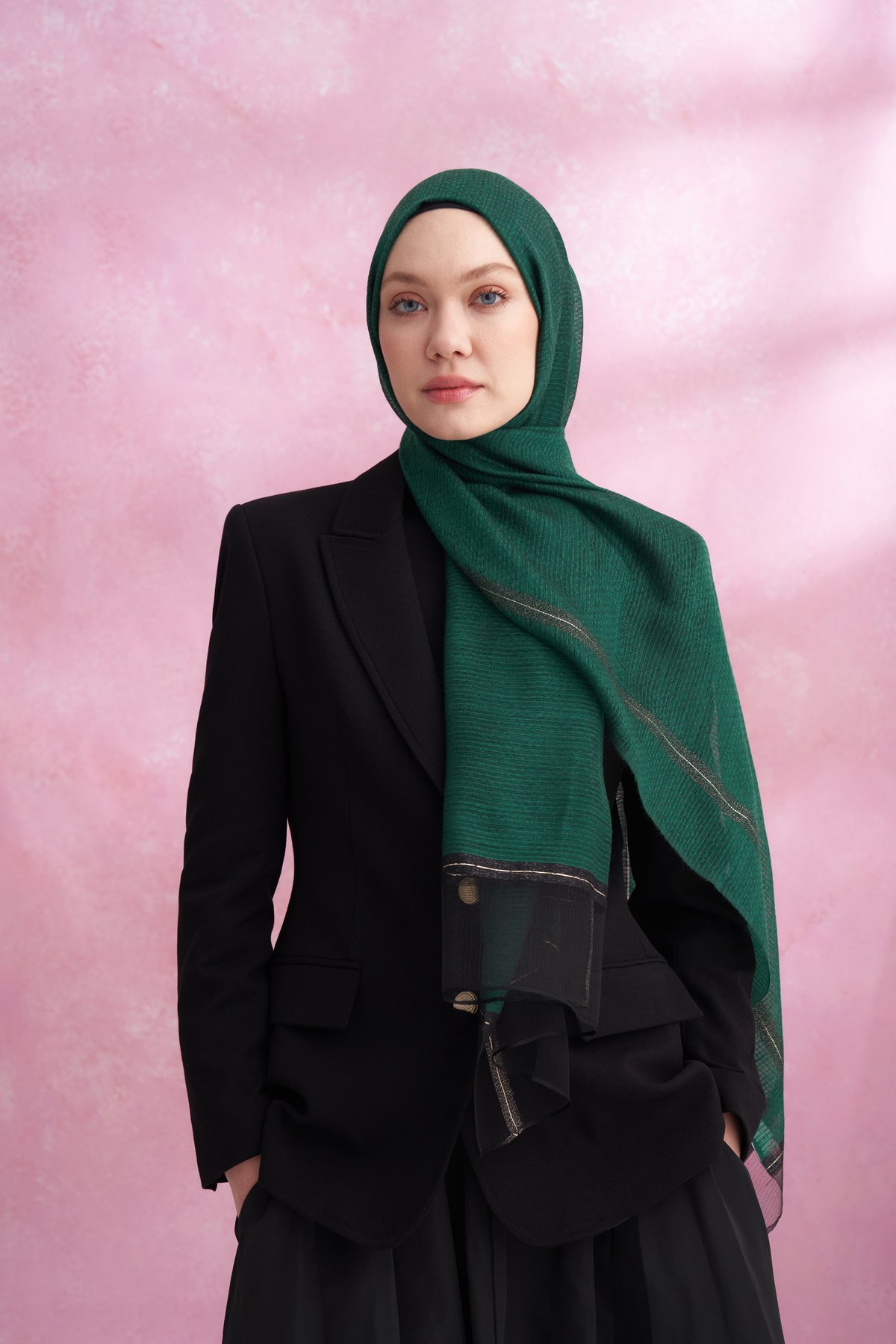 İPEKLİ PEONY ŞAL - ZÜMRÜT