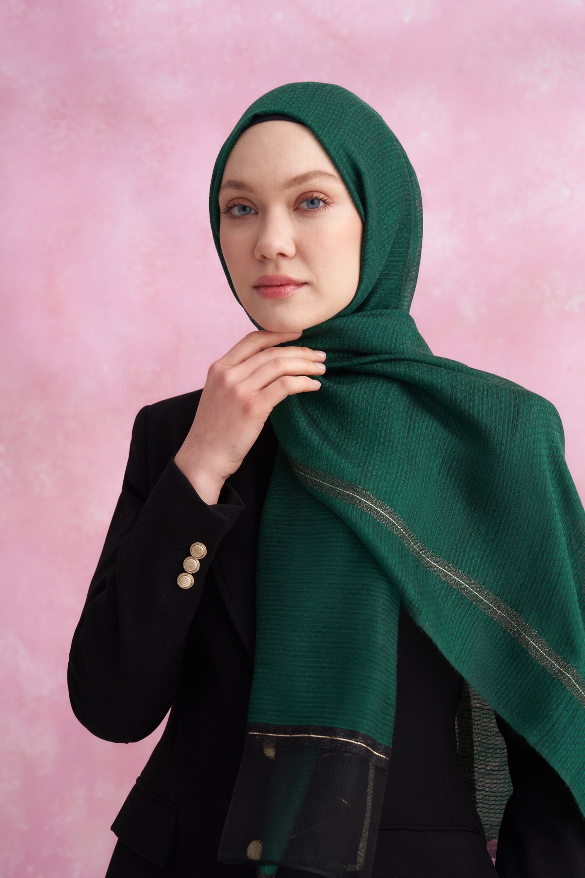 İPEKLİ PEONY ŞAL - ZÜMRÜT