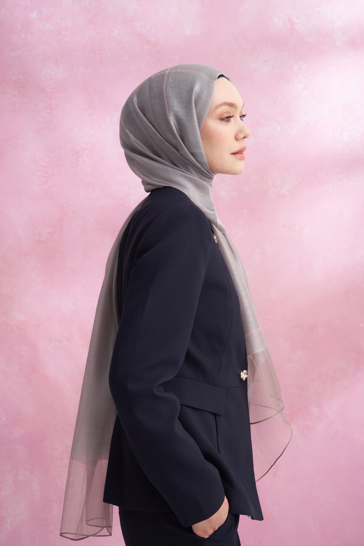 İPEKLİ VIOLET ŞAL - GRİ
