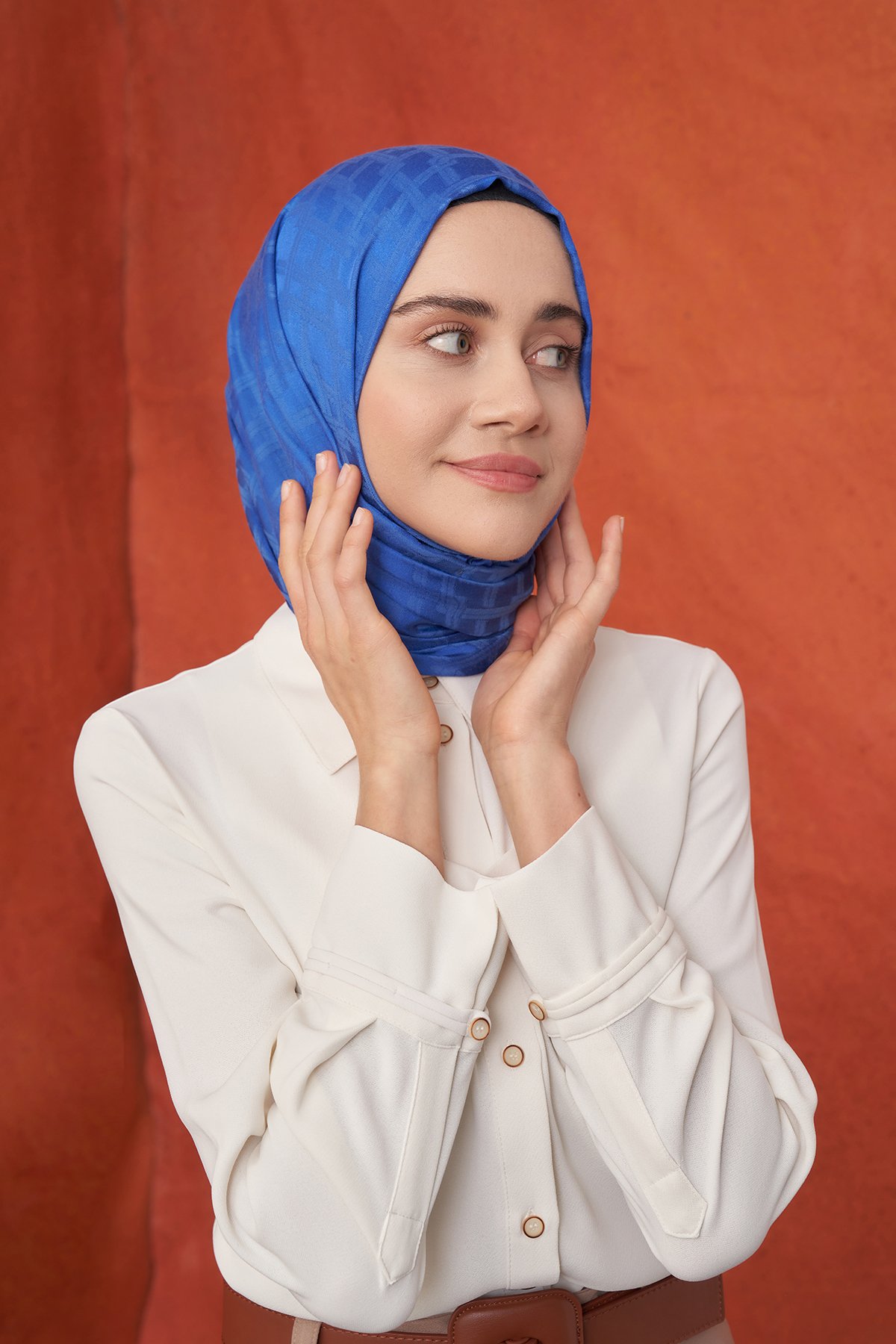 İTALYAN JAKAR BLOK DESEN ŞAL - SAKS