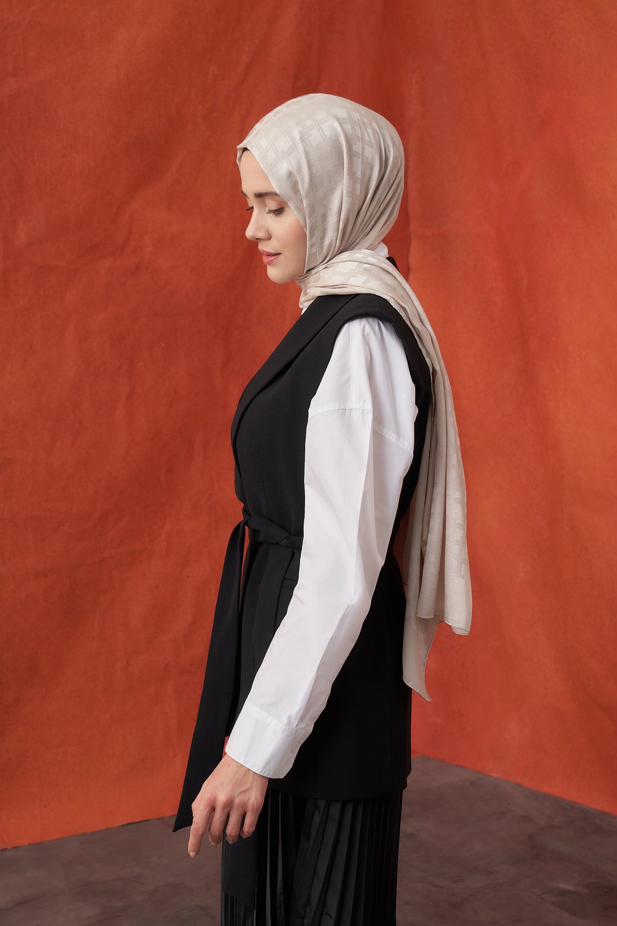 İTALYAN JAKAR BLOK DESEN ŞAL - TAŞ