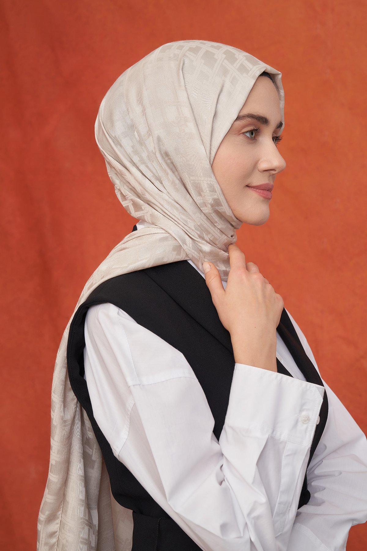 İTALYAN JAKAR BLOK DESEN ŞAL - TAŞ