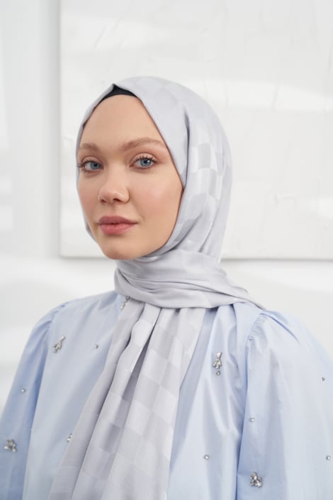 İTALYAN JAKAR DAMA DESEN ŞAL - GÜMÜŞ