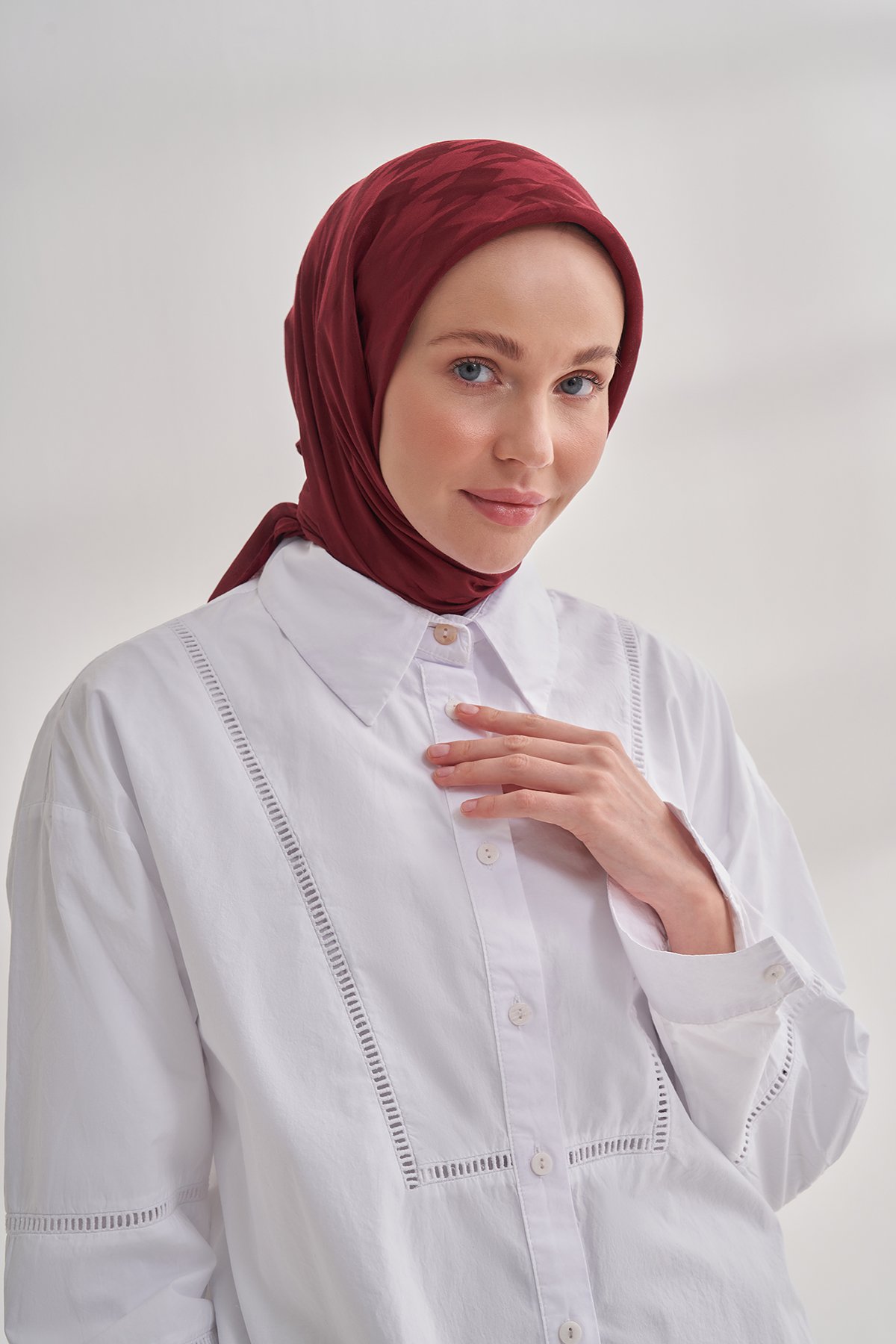 İTALYAN JAKAR KAZAYAĞI DESEN EŞARP - BORDO