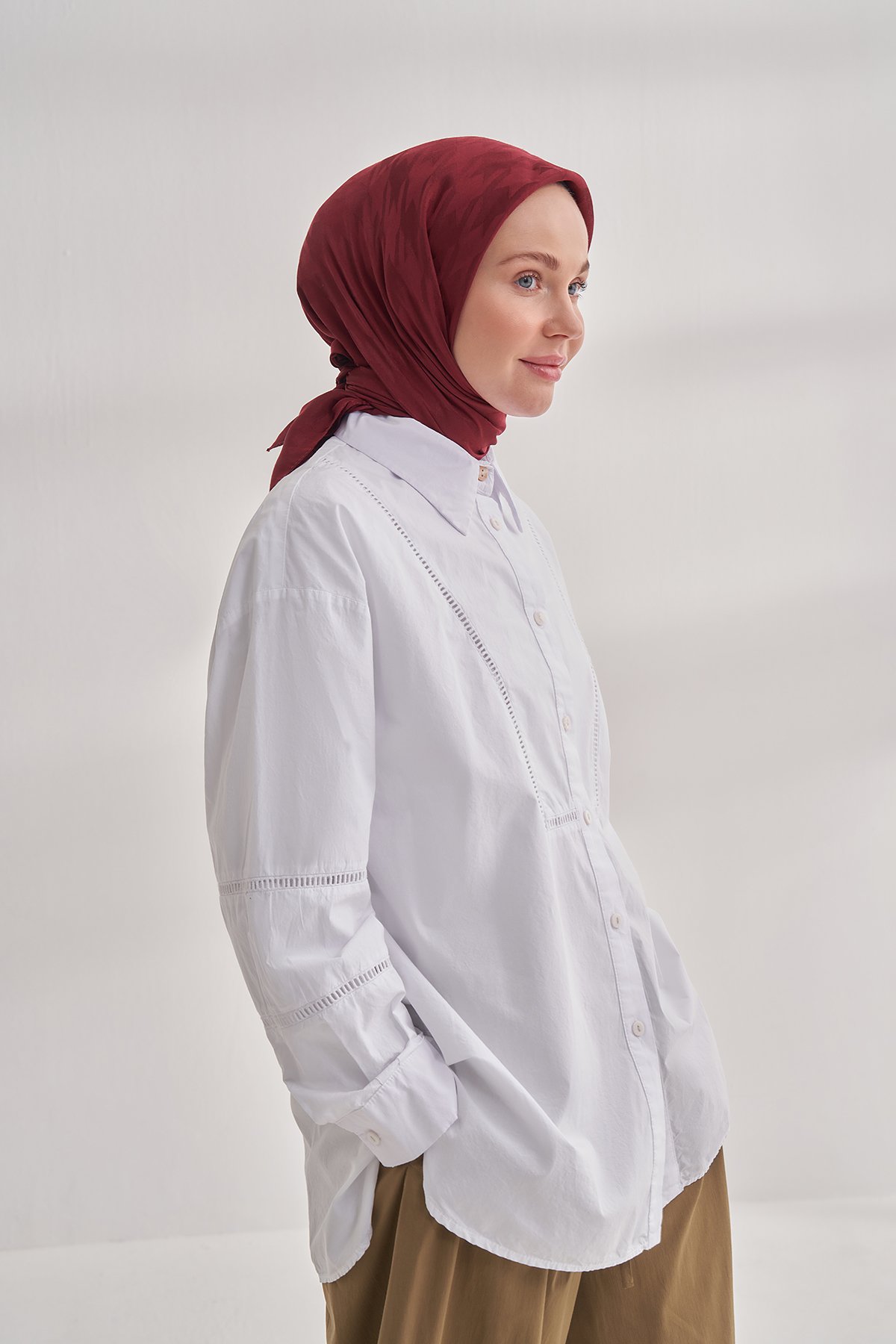 İTALYAN JAKAR KAZAYAĞI DESEN EŞARP - BORDO