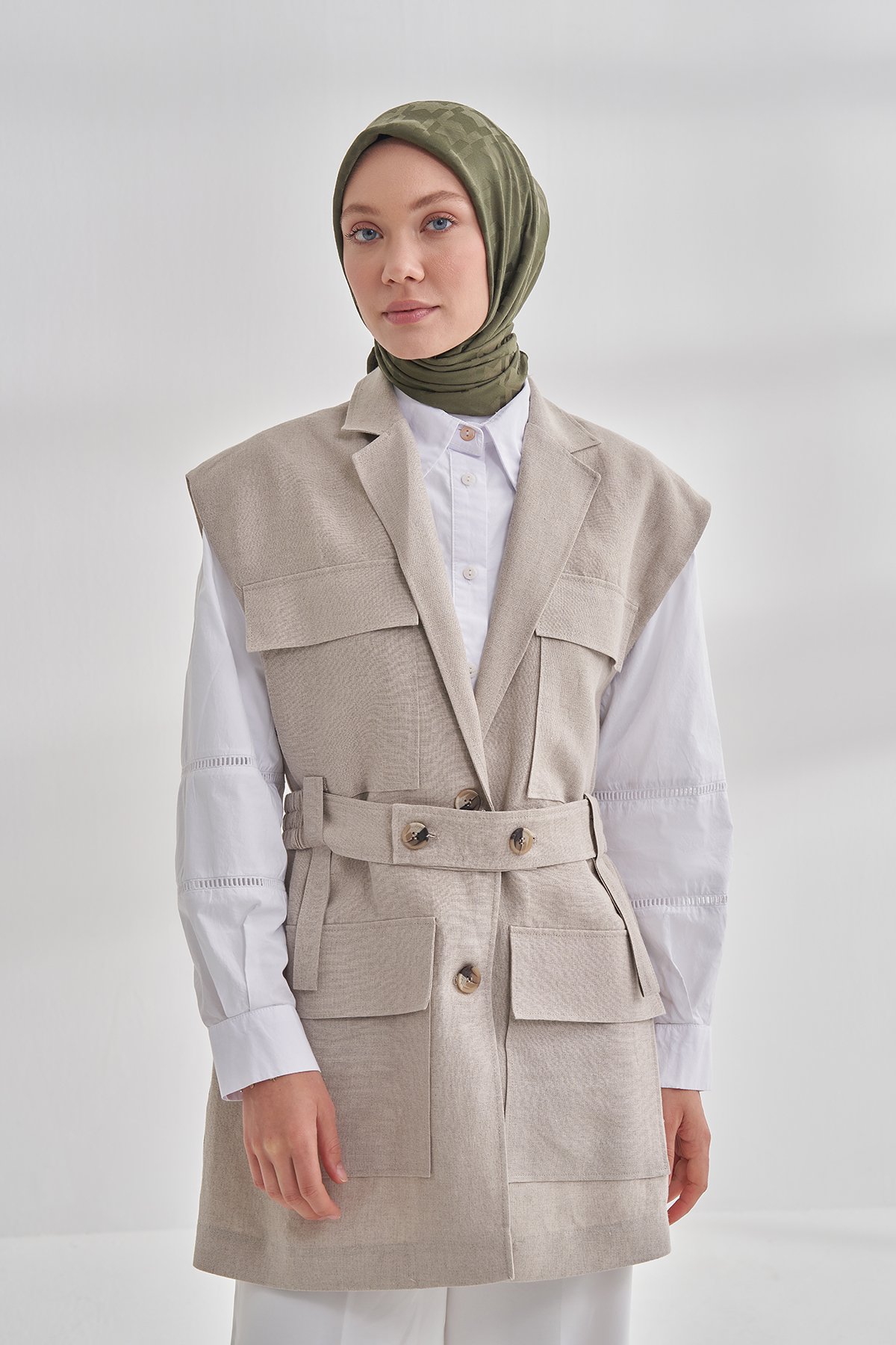 İTALYAN JAKAR KAZAYAĞI DESEN EŞARP - HAKİ