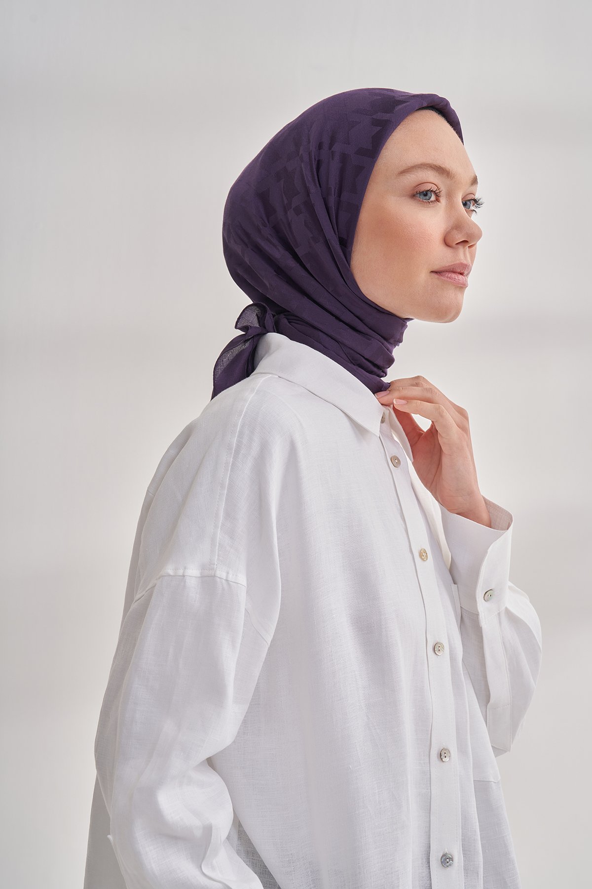 İTALYAN JAKAR KAZAYAĞI DESEN EŞARP - MÜRDÜM