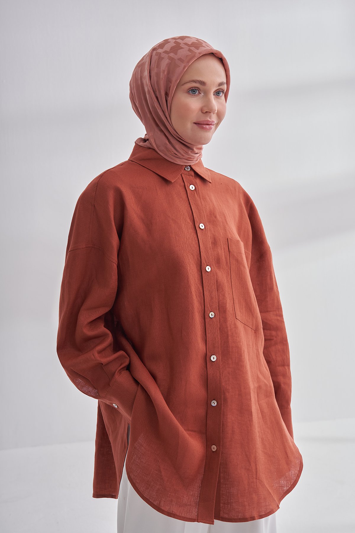 İTALYAN JAKAR KAZAYAĞI DESEN EŞARP - SOĞAN KABUĞU