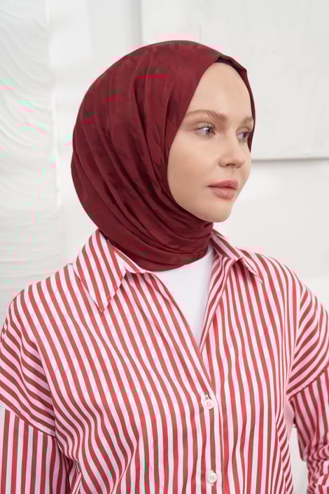 İTALYAN JAKAR KAZAYAĞI DESEN ŞAL - BORDO