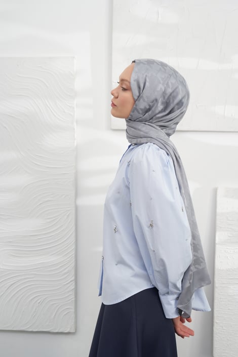 İTALYAN JAKAR KAZAYAĞI DESEN ŞAL - GRİ