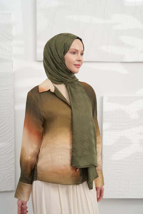 İTALYAN JAKAR KAZAYAĞI DESEN ŞAL - HAKİ