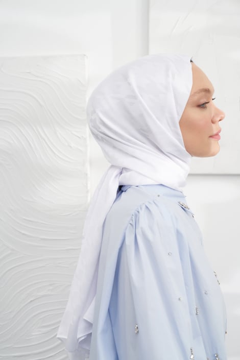 İTALYAN JAKAR KAZAYAĞI DESEN ŞAL - KIRIK BEYAZ