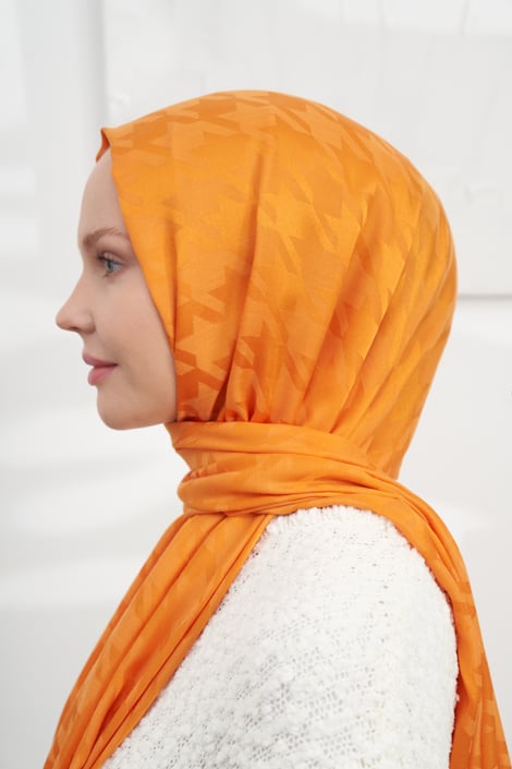 İTALYAN JAKAR KAZAYAĞI DESEN ŞAL - ORANGE