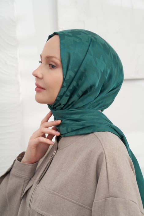 İTALYAN JAKAR KAZAYAĞI DESEN ŞAL - PETROL YEŞİLİ