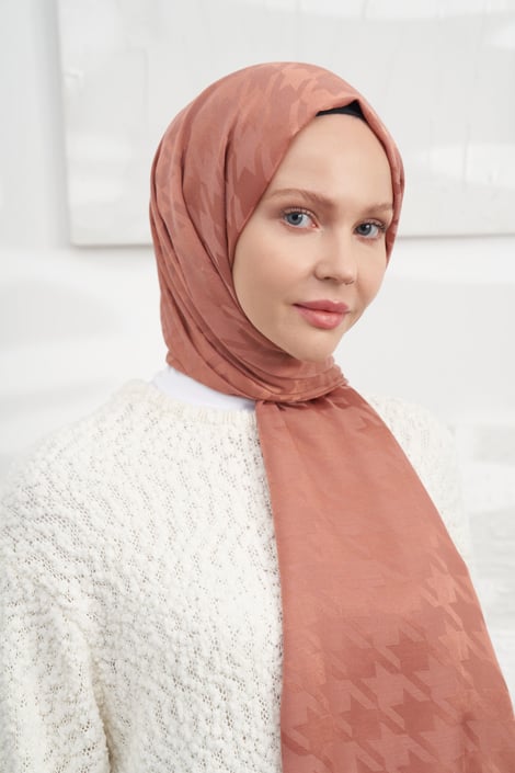 İTALYAN JAKAR KAZAYAĞI DESEN ŞAL - SOĞAN KABUĞU