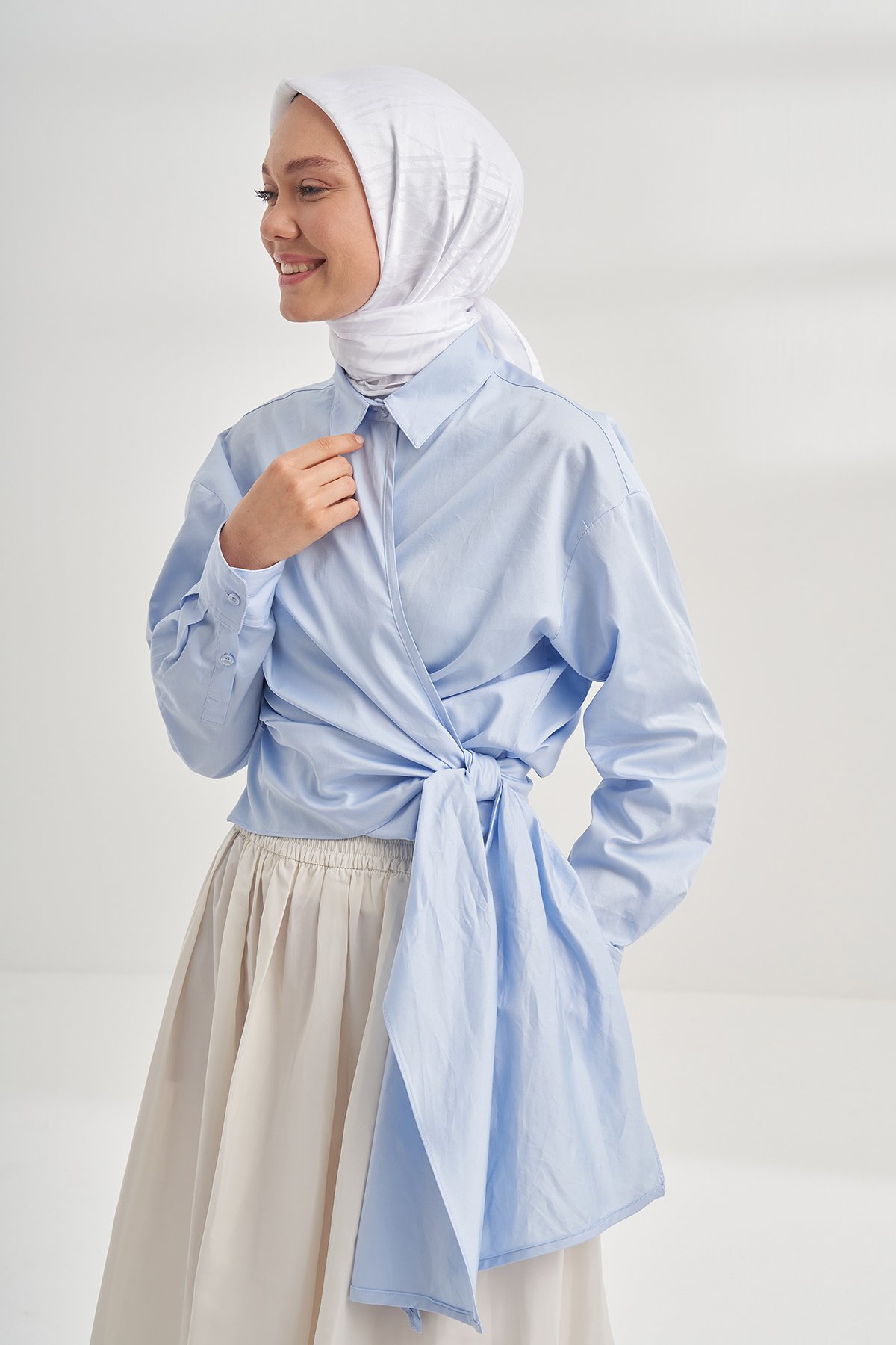 İTALYAN JAKAR ŞERİT DESEN EŞARP - KIRIK BEYAZ