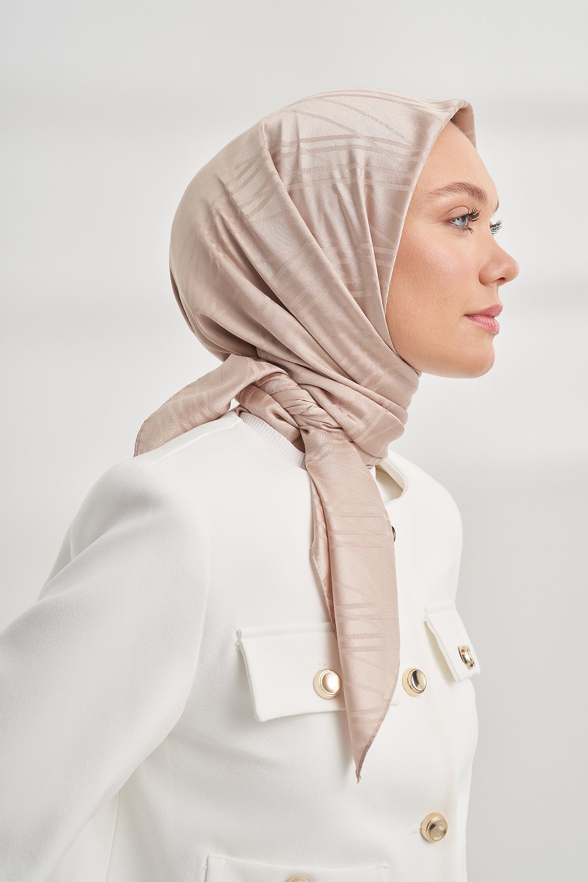 İTALYAN JAKAR ŞERİT DESEN EŞARP - VİZON