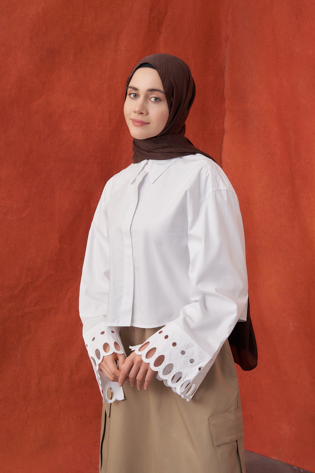 İTALYAN JAKAR ŞERİT DESEN ŞAL -  ACI KAHVE