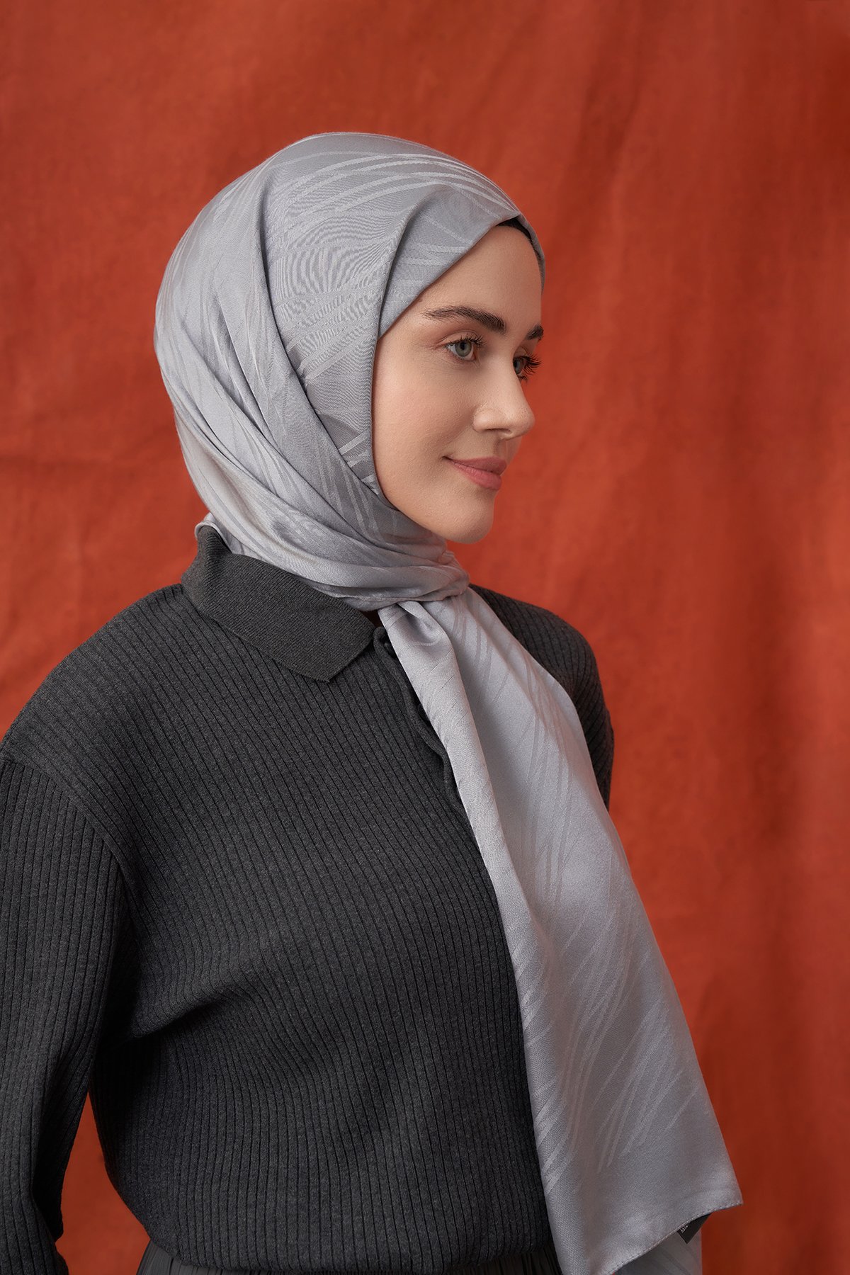 İTALYAN JAKAR ŞERİT DESEN ŞAL -  GRİ